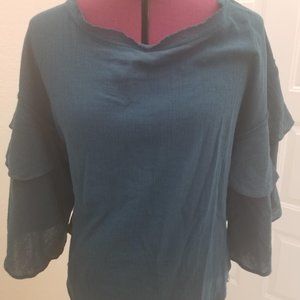 New Free People Teal gauze blouse